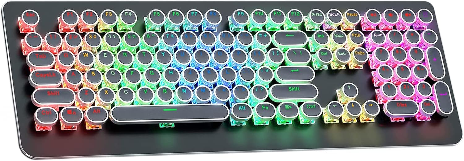 Typewriter Style Mechanical Gaming Keyboard with True RGB LED Backlight
