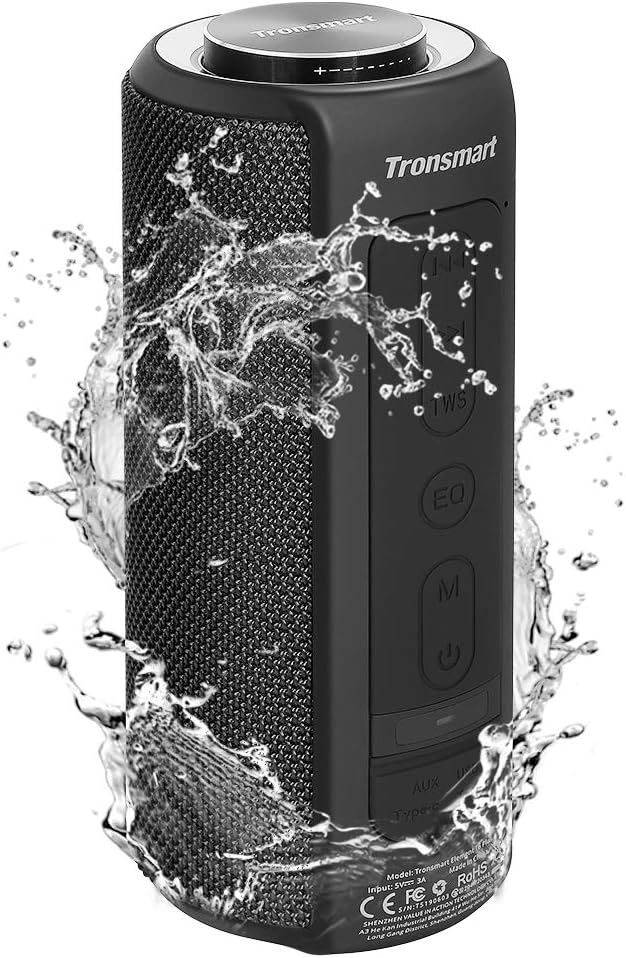 Waterproof Bluetooth Speaker, Tronsmart T6 Plus Outdoor Speakers with 40W Stereo Sound, True Wireless Stereo Pairing, Tri-Bass Effects, 15H Playtime