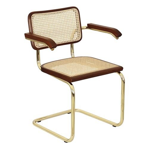 Breuer Chair Company Marcel Breuer Cesca Cane Cantilever Armchair Arm Chair w/Brass Steel Frame Black Wood & Black Cane