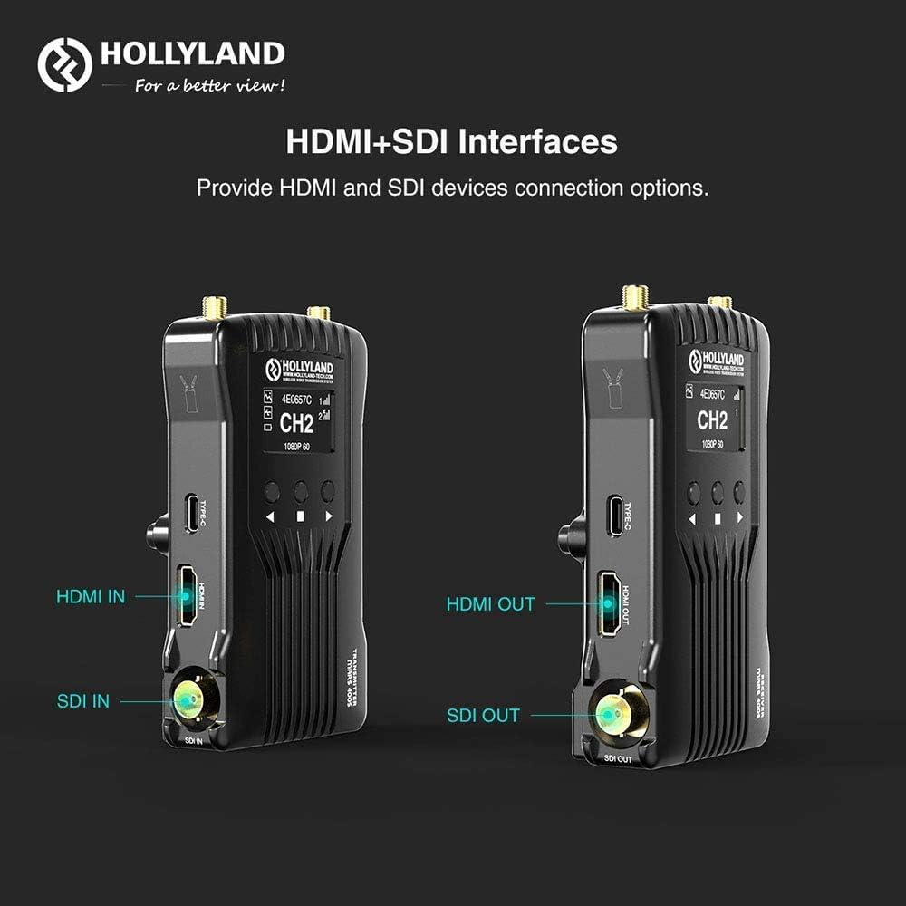 Hollyland Mars 400S Wireless SDI/HDMI Video Transmitter and Receiver for DSLR Camera, 0.1s Low Latency & 400ft Long Range