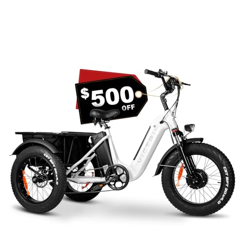 VICTRIP Electric Trike for Adults 100+ Miles Long Range 20" Fat Tire Electric Tricycle 750W 48V 31.5Ah Removable Dual Battery 3 Wheel Electric