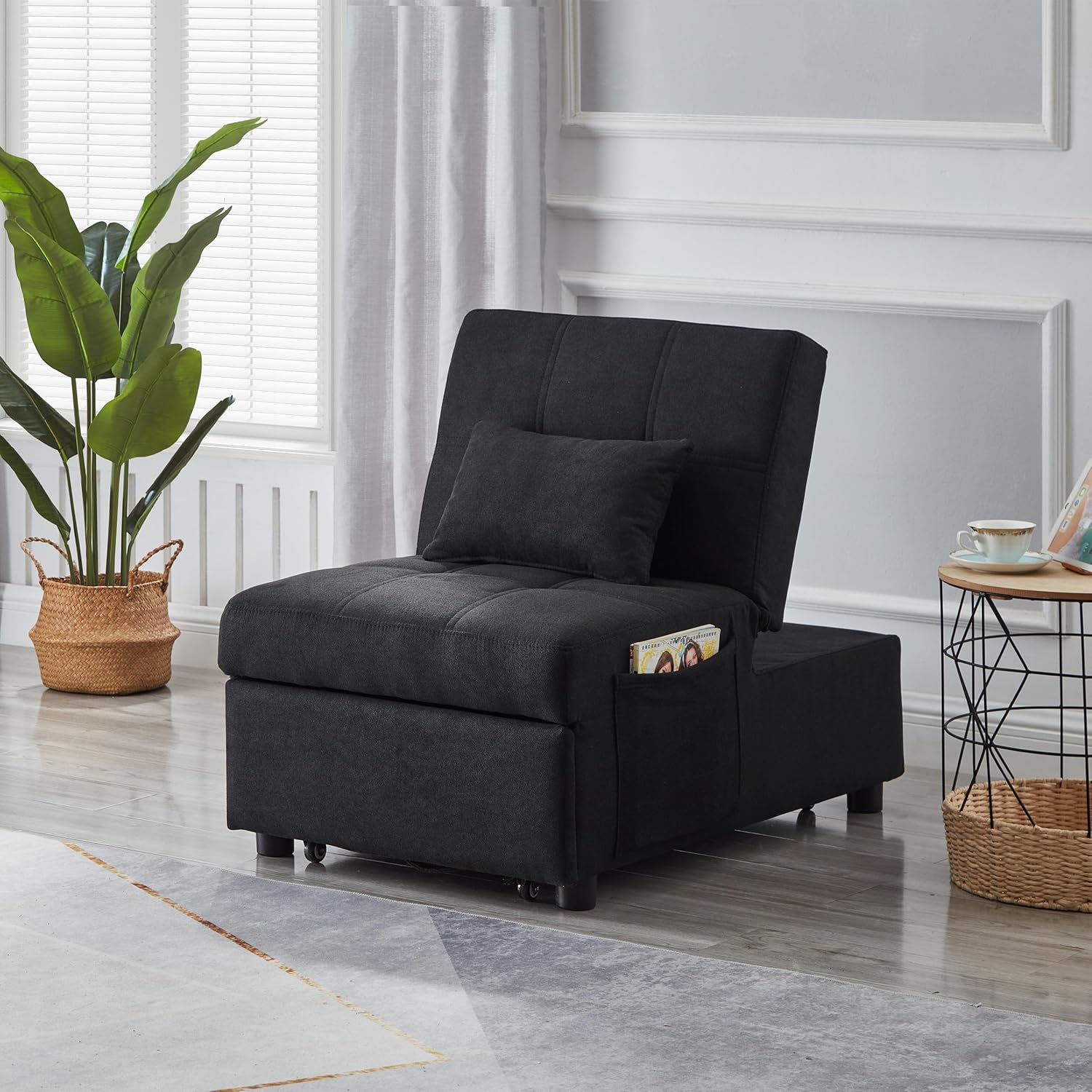 Sleeper Chair Bed Convertible Chairs,Fold Out Single Sofa Bed,4 in 1 Function, Work as Ottoman, Chair