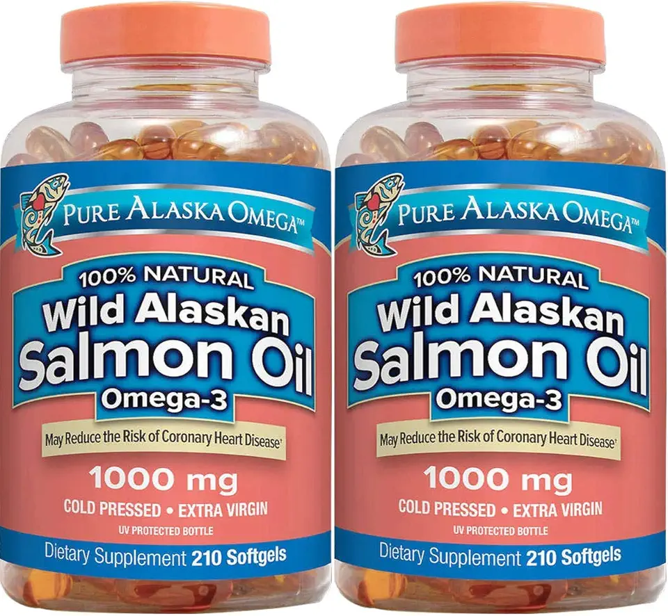 Pure Alaska Omega-3 Wild Alaskan Salmon Oil 1000mg Softgels 2 Packs (210-Count Each) - Kansas Nuitrition - HNZSDS