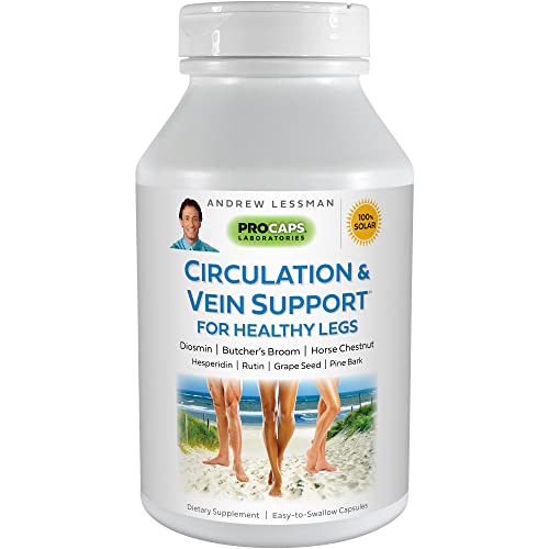 ANDREW LESSMAN Circulation & Vein Support for Healthy Legs 60 Capsules - High Bioactivity Diosmin, Butcher's Broom