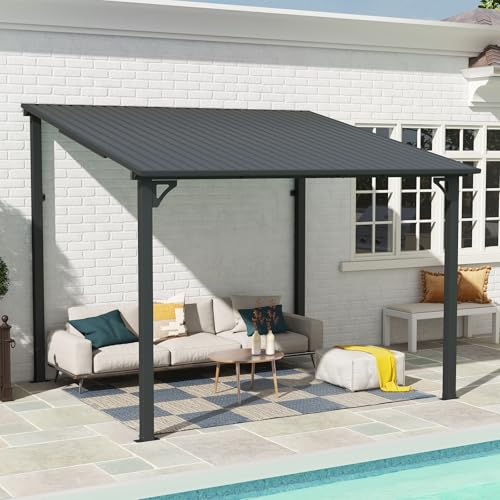SUNSITT 8&rsquo; x 10&rsquo; Gazebo, Outdoor Lean to Gazebo Pergola w/Drainage Holes
