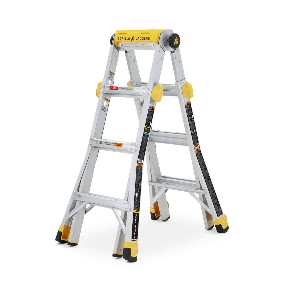 Gorilla Ladders 15 ft. Reach MPXT Aluminum Multi-Position Ladder with Project Top, 375 lbs. Load Capacity Type IAA Duty Rating