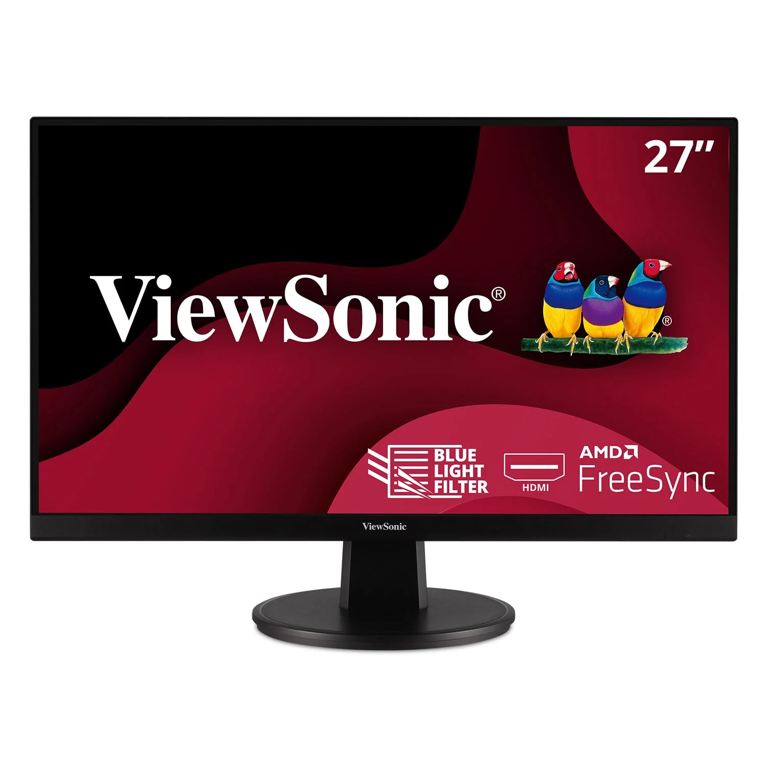 ViewSonic VA2747-MH 27 Inch Full HD 1080p Monitor with Ultra-Thin Bezel, AMD FreeSync, 75Hz, Eye Care, and HDMI, VGA Inputs for Home and Office,Black