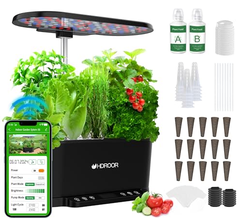 Hydroponics Growing System WiFi Control, 15 Pods Indoor Herb Garden with Grow Light, Hydroponic Growing System Automatic Timer