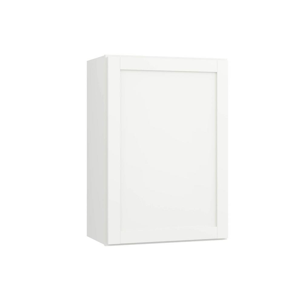 Hampton Bay Courtland Polar White Finish Laminate Shaker Stock Assembled Wall Kitchen Cabinet 21 in. x 30 in. x 12 in.