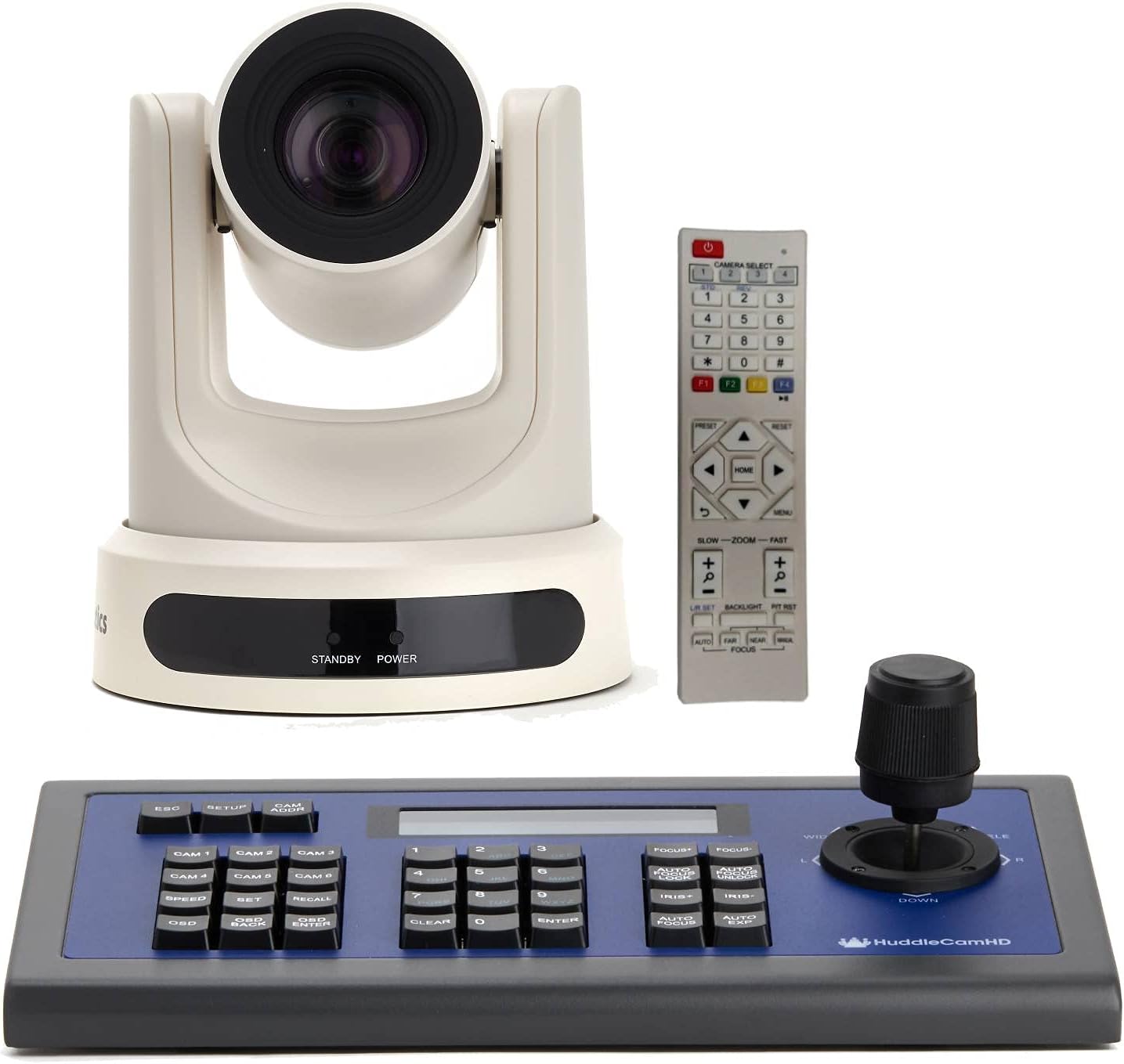 PTZOptics 12X SDI Gen 2 Live Streaming Broadcast Camera, Grey+ HuddleCamHD HC-Joy-G3 3rd Generation Serial PTZ Joystick
