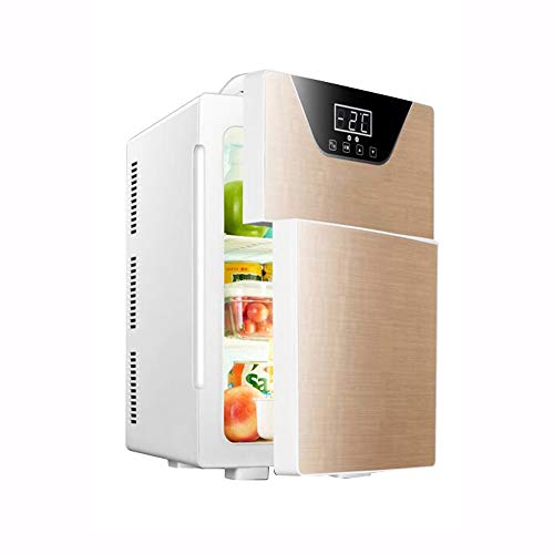 Xyanzi Mini Fridge Mini Fridge for Bedroom,20-Liter Mini-Fridge Cooler/Warmer for Cars Road Trips Homes Offices and Dorms Gold/Silver