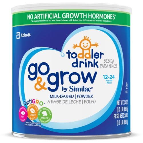 Similac Go u0026 Grow by Similac Toddler Drink with 2’-FL HMO for Immune Support, Non-GMO, Powder- 4 pack 24 oz canisters