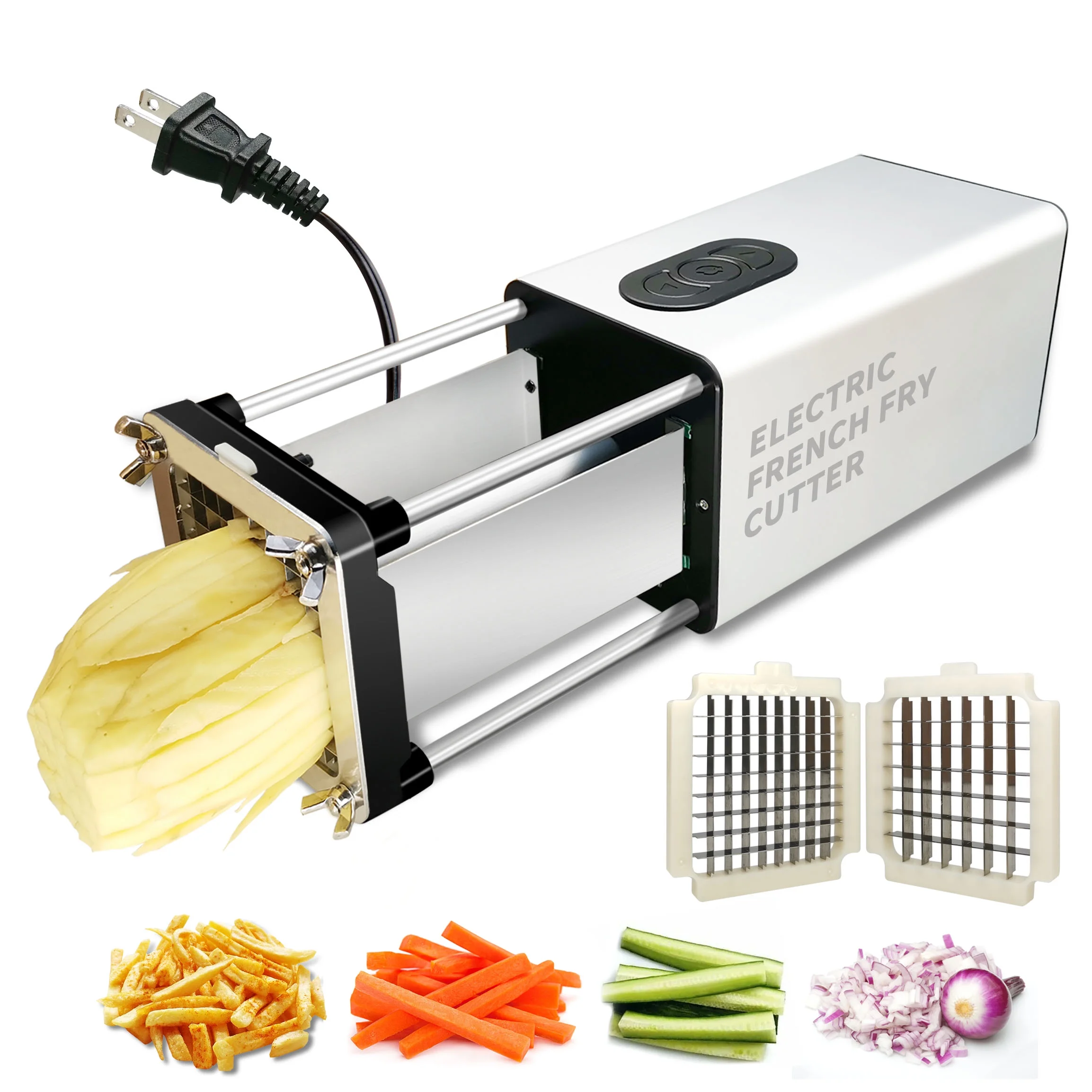 Fstcrt Electric French Fry Cutter, Professional potato slicer, French fry cutter stainless steel with 1/2-Inch & 3/8-Inch blade