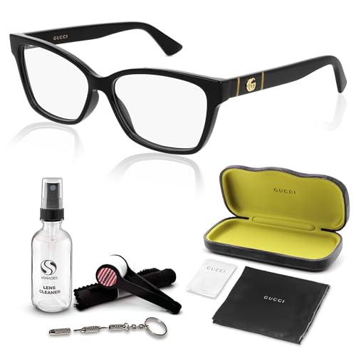 Gucci GG0634O Cat Eye Rectangular Shape Eyeglasses + Bundle with eSHADES Luxury Eyewear Kit