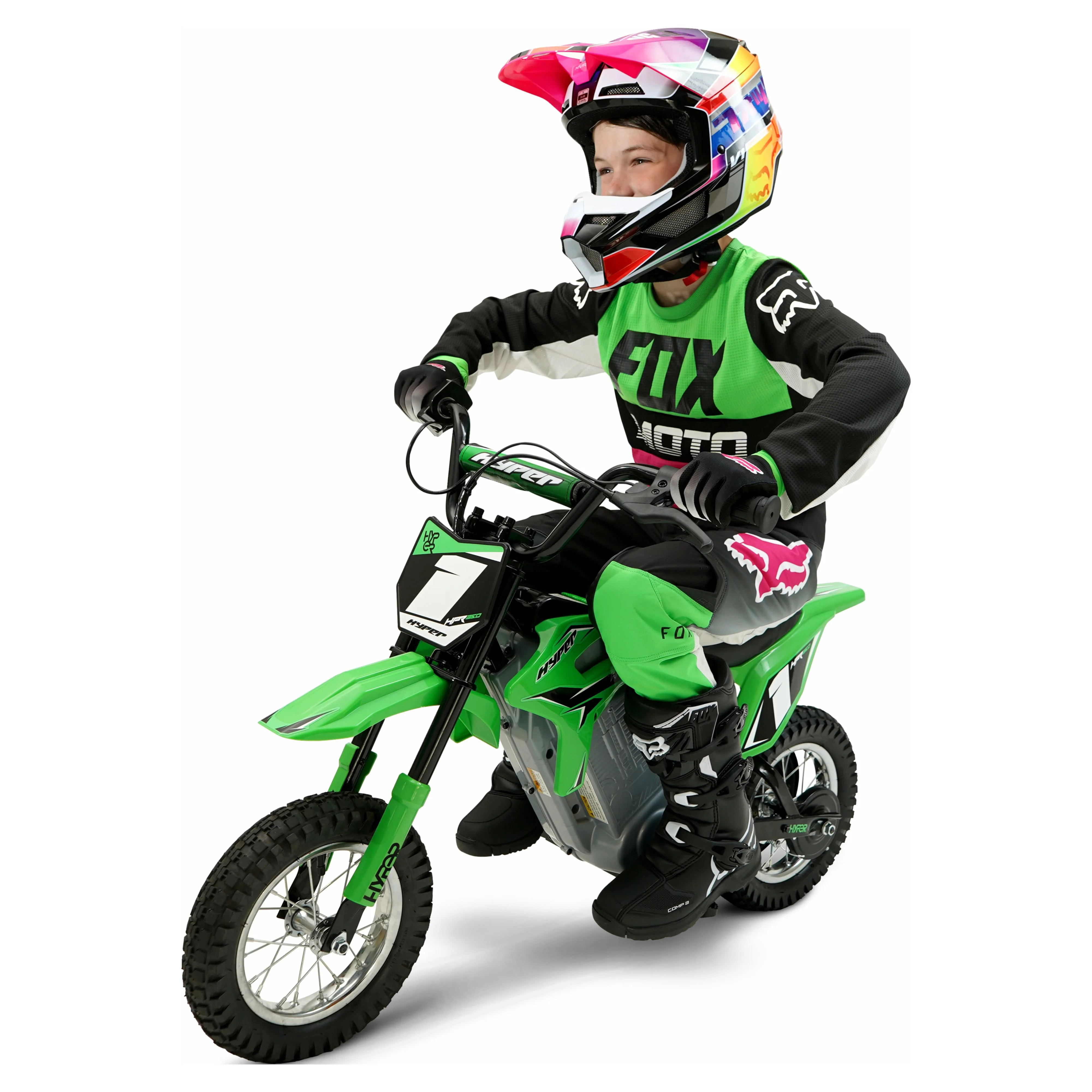 Hyper Toys HPR 350 Dirt Bike 24 Volt Electric Motorcycle in Green - Radiant Selections