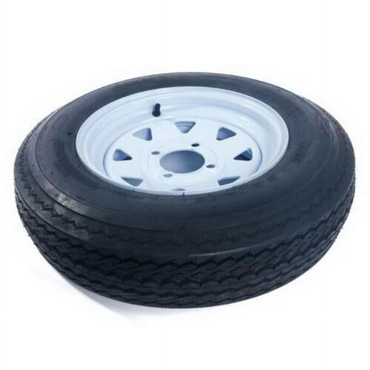qty2 Trailer Tires & Rims Tubeless 4 Lug Wheel White Spoke 4 Ply 5.30-12