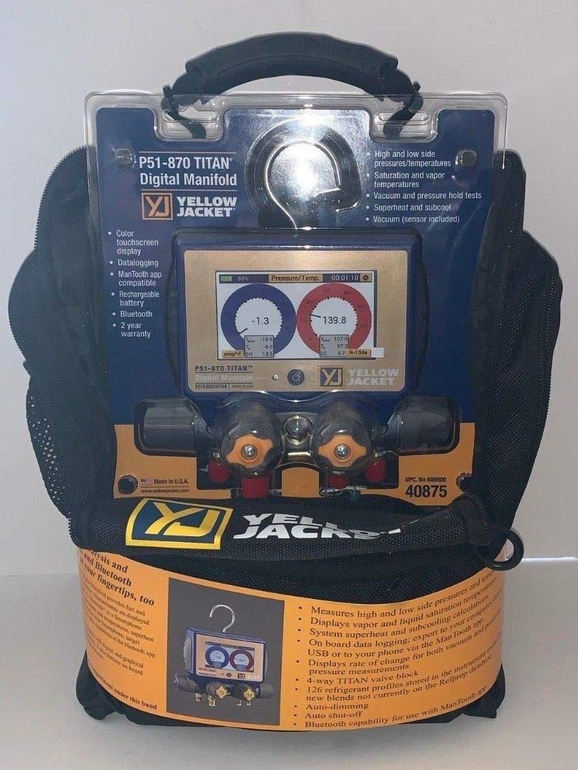 Yellow Jacket P51-870 Titan? Digital Manifold 40875 w/ 5/16 Compact Valve Hoses