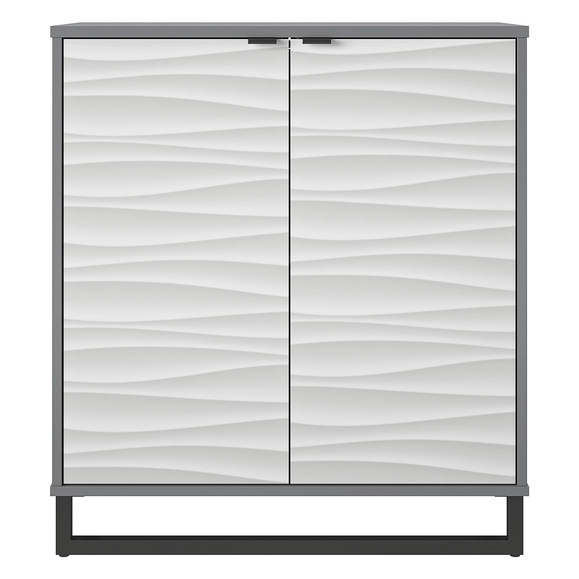Ameriwood Home Monterey Two-Door Accent Cabinet, Faux Wave Pattern with Graphite - Curated Treasures Market