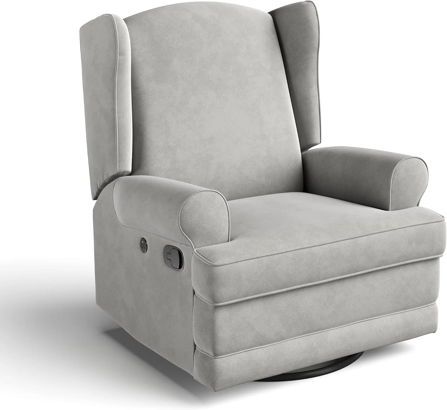 Storkcraft Serenity Wingback Children's Nursery Recline Glider with USB, Steel