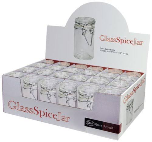 Grant Howard 50520 3.06-Ounce Cylindrical Clear Glass Spice Jar, Set of 24, Smal