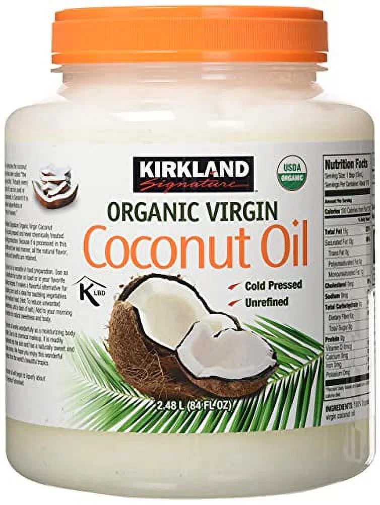 Kirkland Organic Virgin Coconut Oil, Cold Pressed Unrefined, Bulk Food Service - 84 Fl Oz | Pack of 8 - Curated Treasures Market