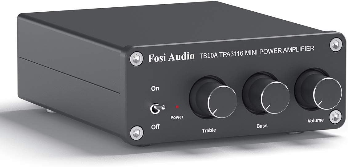 Fosi Audio TB10A 2 Channel Stereo Audio Amplifier Receiver Mini Hi-Fi Class D Integrated Amp 2.0CH for Home Speakers 100W x 2 with Bass and Treble