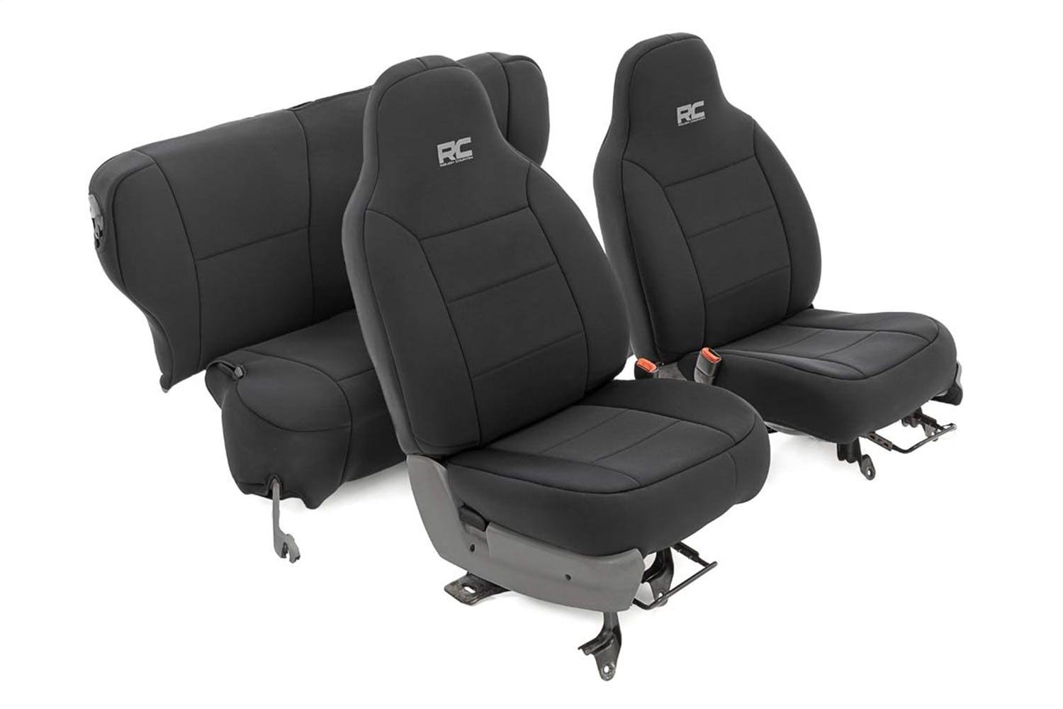 Rough Country 91021 Jeep Neoprene Seat Cover Set | Black [84-96 XJ] - Megean