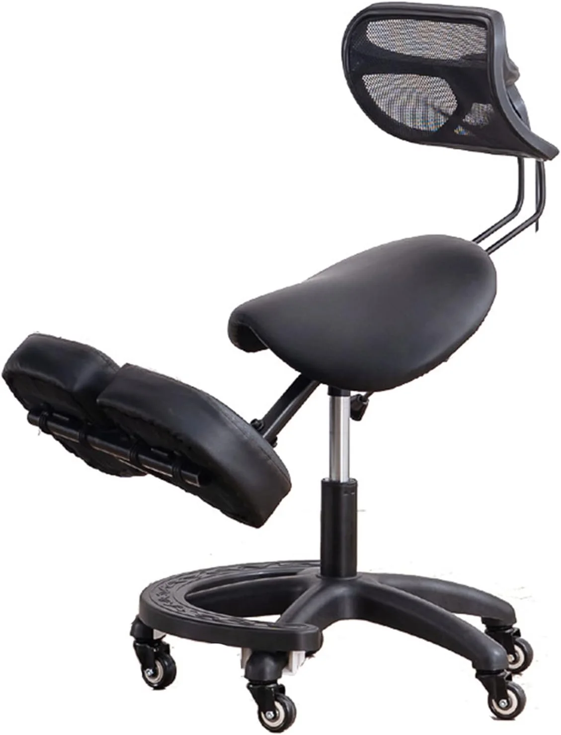 xrboomlife Ergonomic Kneeling Chair with Back Support  Wheels  Adjustable Saddle Chair for Home and Office with Angled Seat for Better Posture  Black