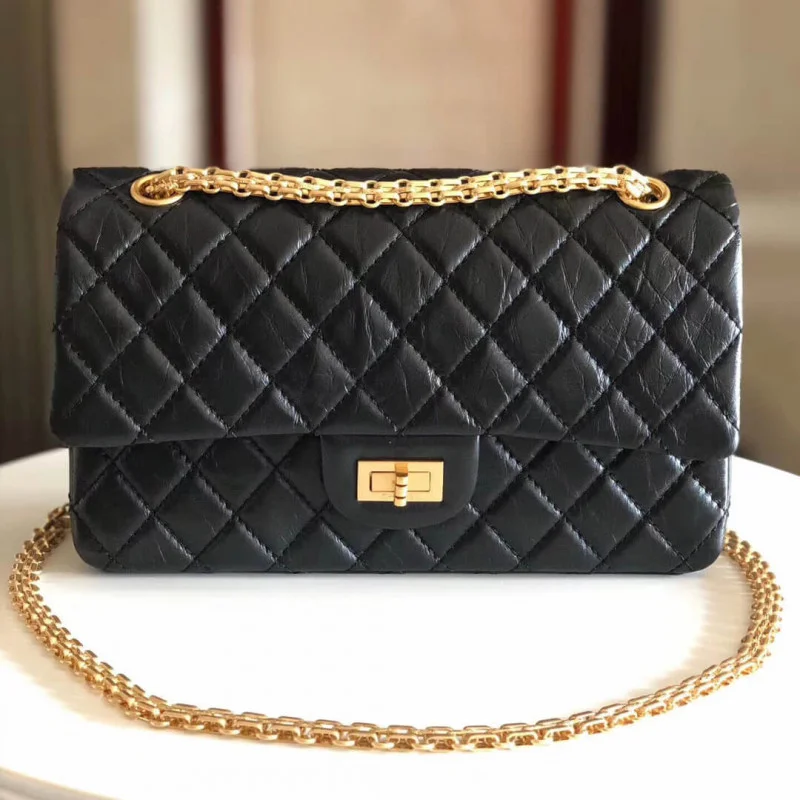 Chanel 2.55 Aged Calfskin Leather Flap Bag A37586