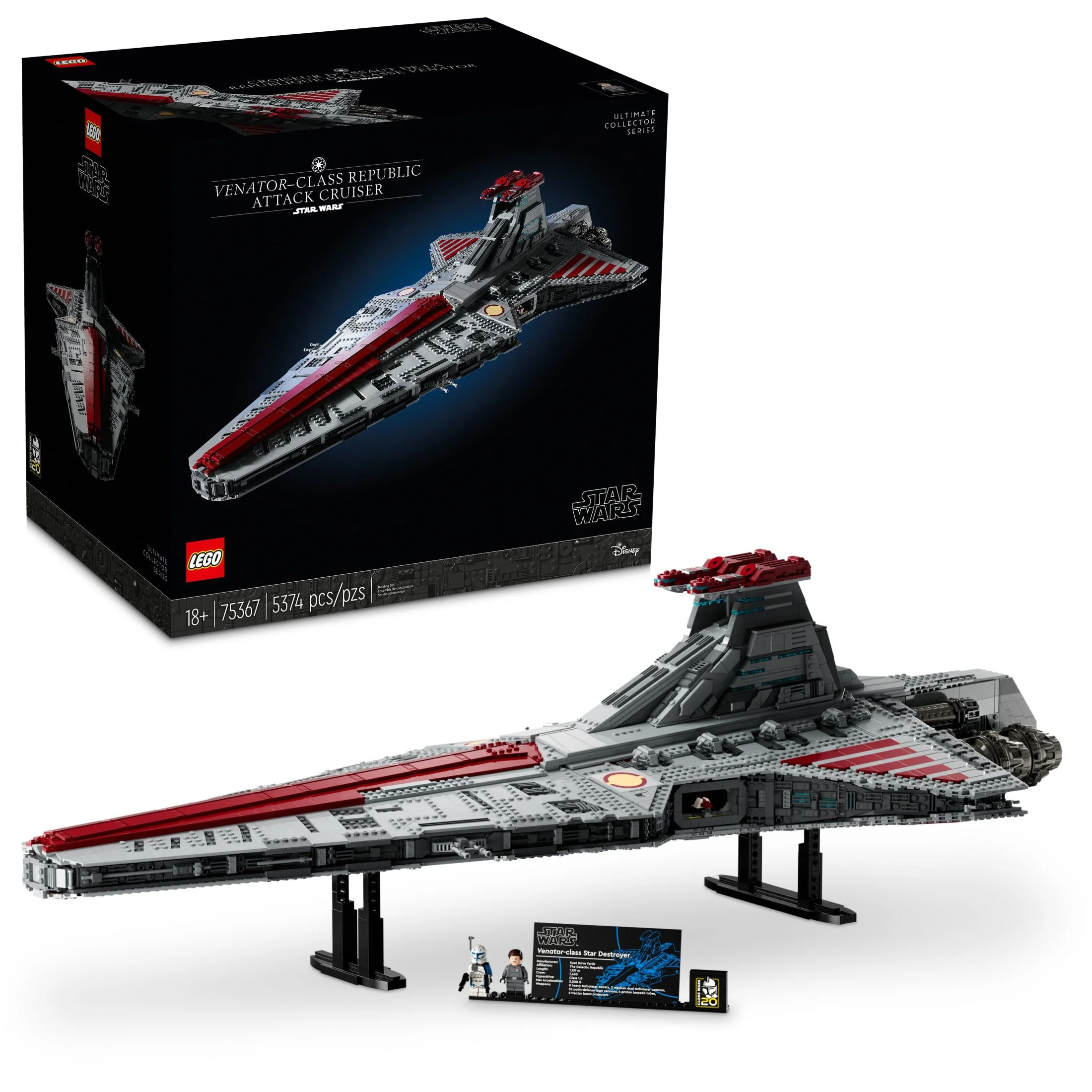 LEGO Star Wars Venator-Class Republic Attack Cruiser, Ultimate Collector Series Building Set for Adults with Captain Rex Minifigure, Star Wars Gift