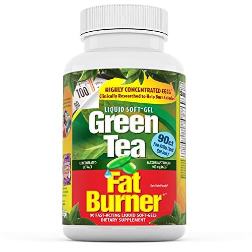 Applied Nutrition Green Tea Fat Burner, Maximum Strength with 400 mg EGCG, Fast-Acting, 90 Liquid Soft-Gels (Pack of 2) - Kansas Nuitrition - HNZSDS