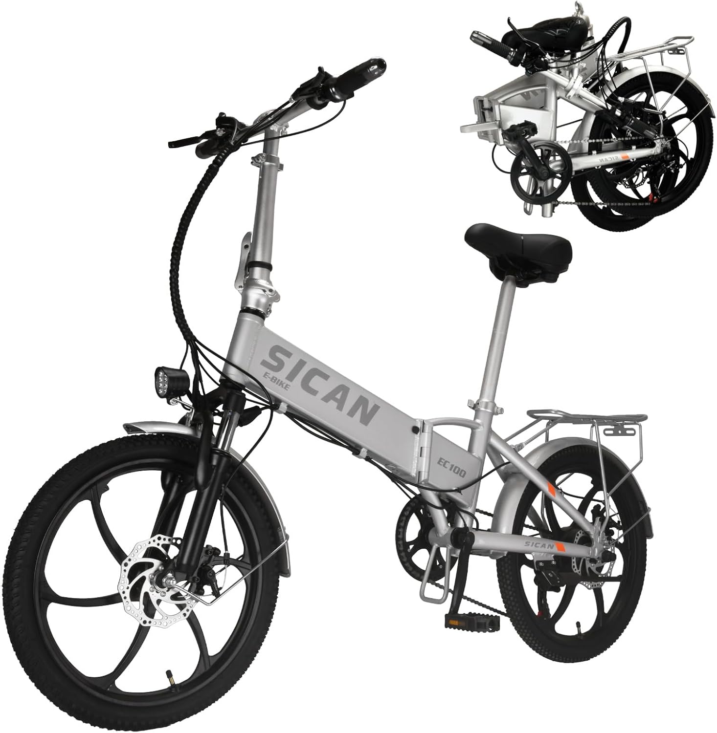 Folding Electric Bike, 850W Brushless Motor(Peak 1000W), 48V 12Ah Hidden Removeable Battery Up to 50 Miles, 3.0H Fast Charge, Weighs Only 40lbs