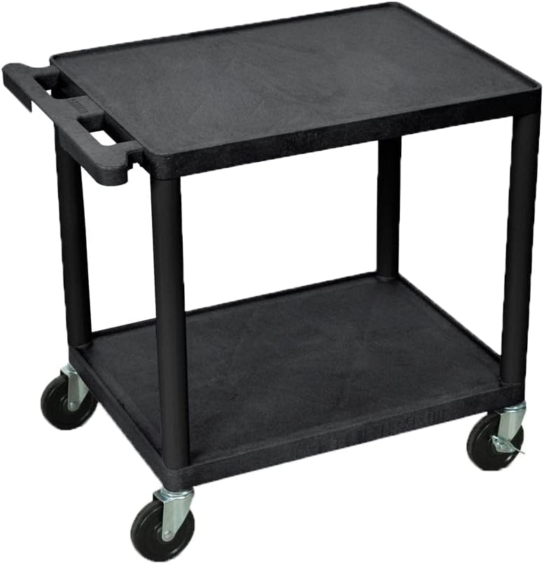 Luxor 26 H Multipurpose Audio Video Utility Presentation Cart with 2 Shelves - Black