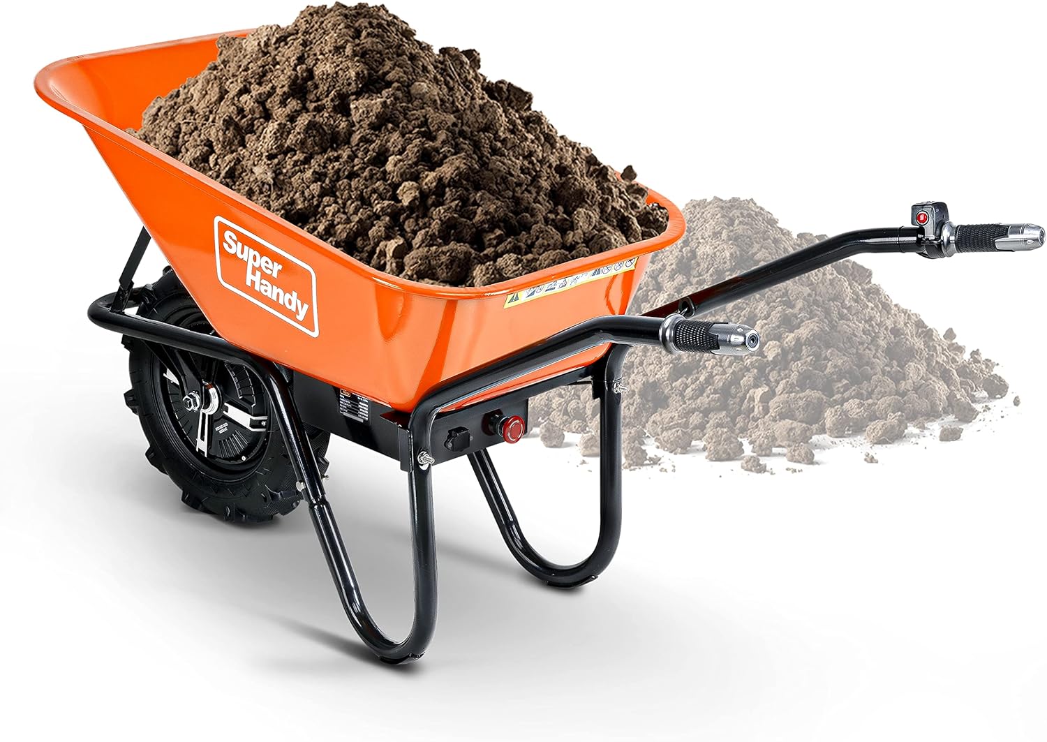SuperHandy Wheelbarrow Electric Powered Utility Cart 24V 12Ah 500W 330LBS (150kgs) Capacity Material Debris Hauler