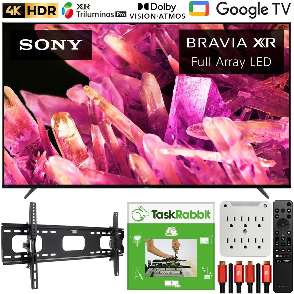 Sony XR65X90K Bravia XR 65 inch X90K 4K HDR Full Array LED Smart TV 2022 Model Bundle with TaskRabbit Installation Services + Deco Wall Mount + HDMI