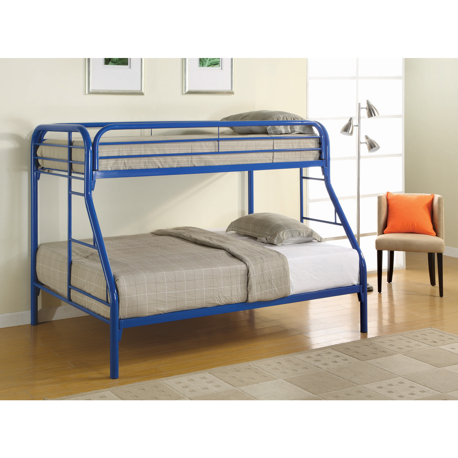 BenJara Classic Twin Over Full Bunk Bed with Side Ladders, Blue