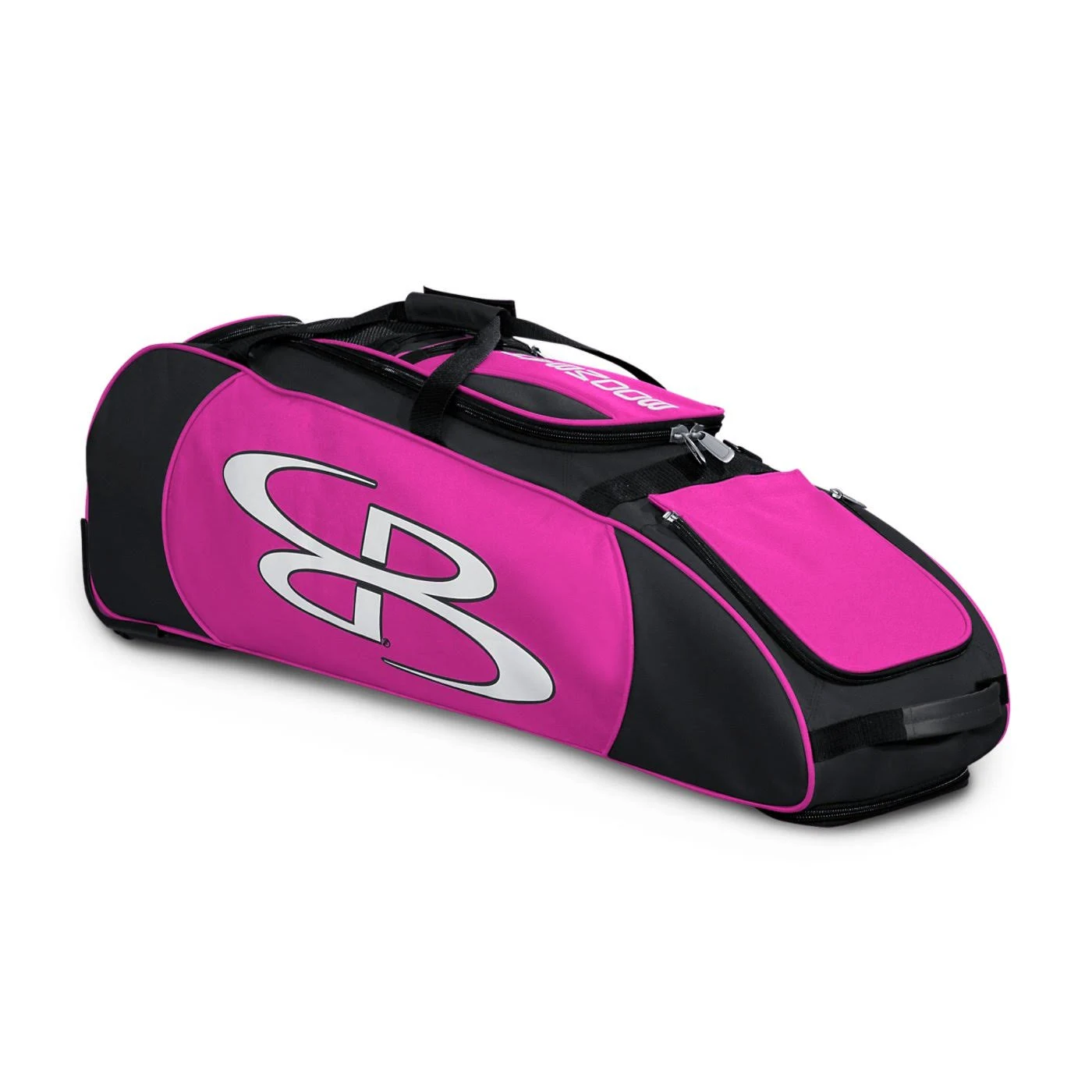 Boombah Spartan Rolling Baseball Softball Bat Bag 38 x 12-1 2 12 Black Pink Holds 4 Bats and Much More