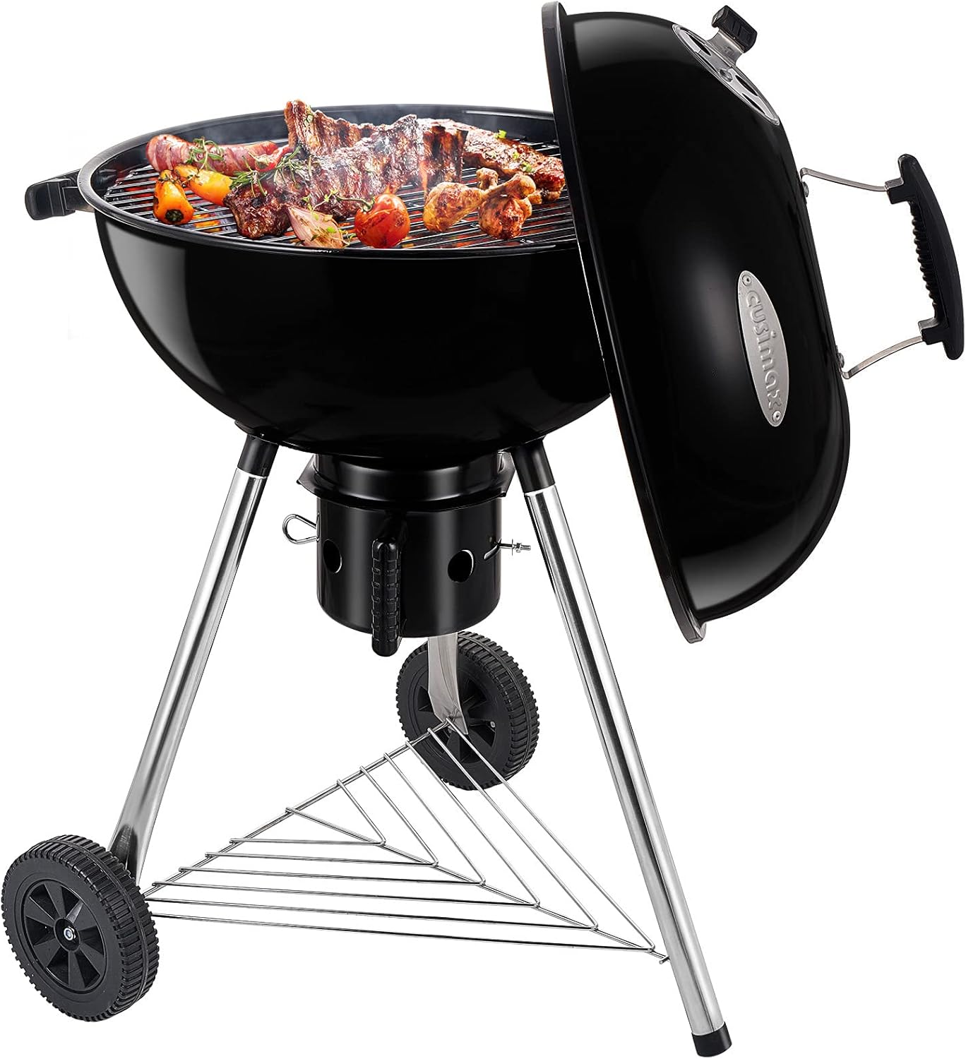 CUSIMAX Charcoal Grill Portable BBQ Grill Kettle 22.5 inch, Outdoor Grills & Smokers for Patio Backyard Barbecue Camping, Black