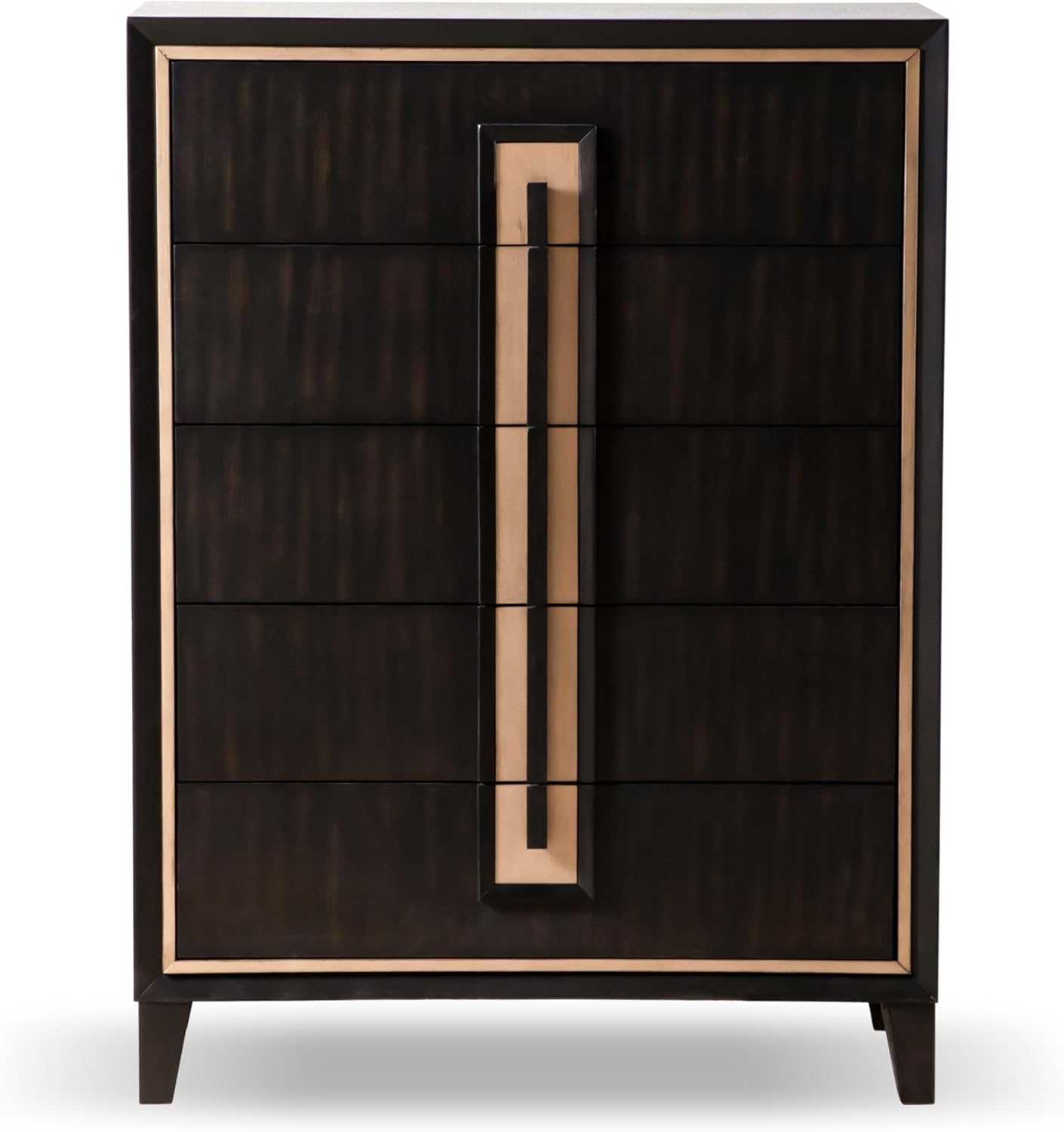 Furniture of America Delbert Modern Solid Wood Chest with Clothing Storage and Gold Accent Trim, 5-Drawer Cabinet, Tall Dresser for Bedroom