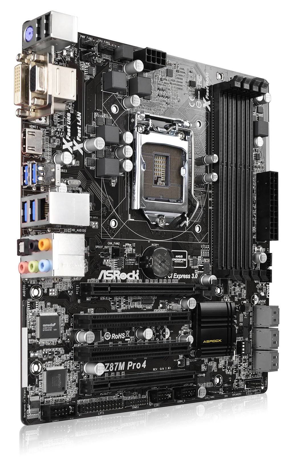 ASRock Z87M Pro4 Motherboard Core i7/i5/i3/Xeon/Pentium/Celeron LGA1150 Z87 Micro ATX Raid Gigabit LAN (Intel HD Graphics)