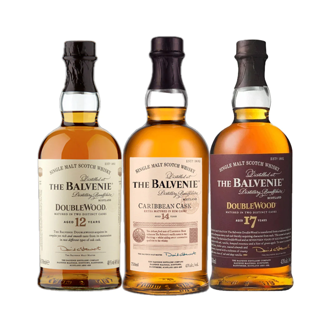 Balvenie Doublewood 12 year+ Balvenie Caribbean cask 14 Year+ Balvenie Doublewood 17 year Special - Nestor Liquor