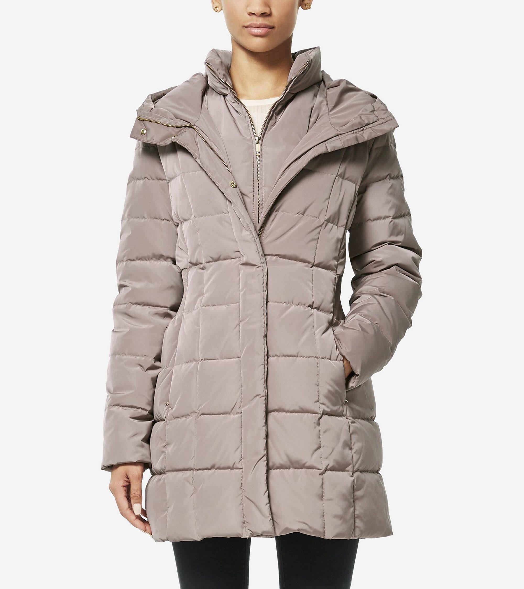 Cole Haan Hooded Down Puffer Coat - Cashew