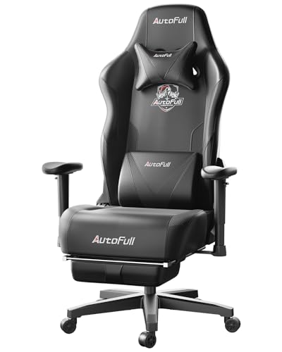 AutoFull C3 Gaming Chair Computer Chair with Ergonomic Wingless Cushion PU Leather Racing Style PC Chair with Footrest and Lumbar Support