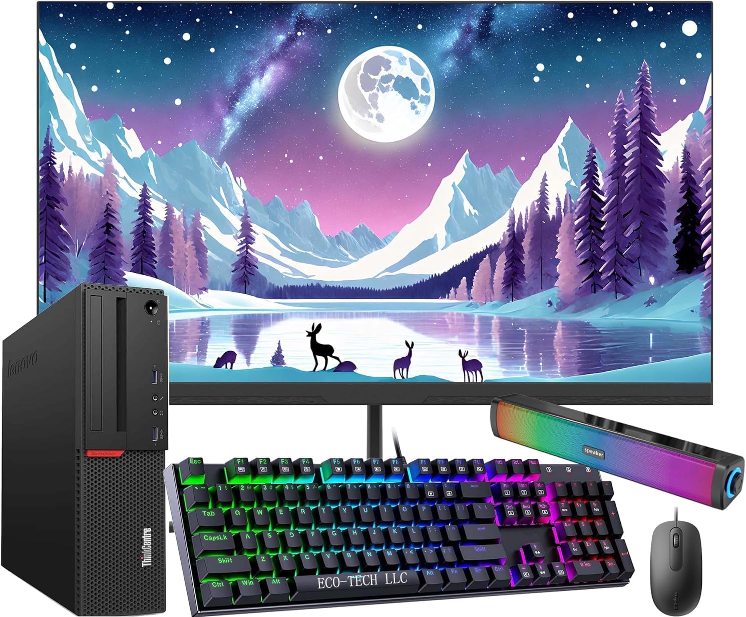 Lenovo ThinkCentre M700 SFF Desktop Computer with 24'' FHD Monitor, Core i3-6100 3.70GHz, 16GB DDR4, 256GB SSD & 500GB, Speaker