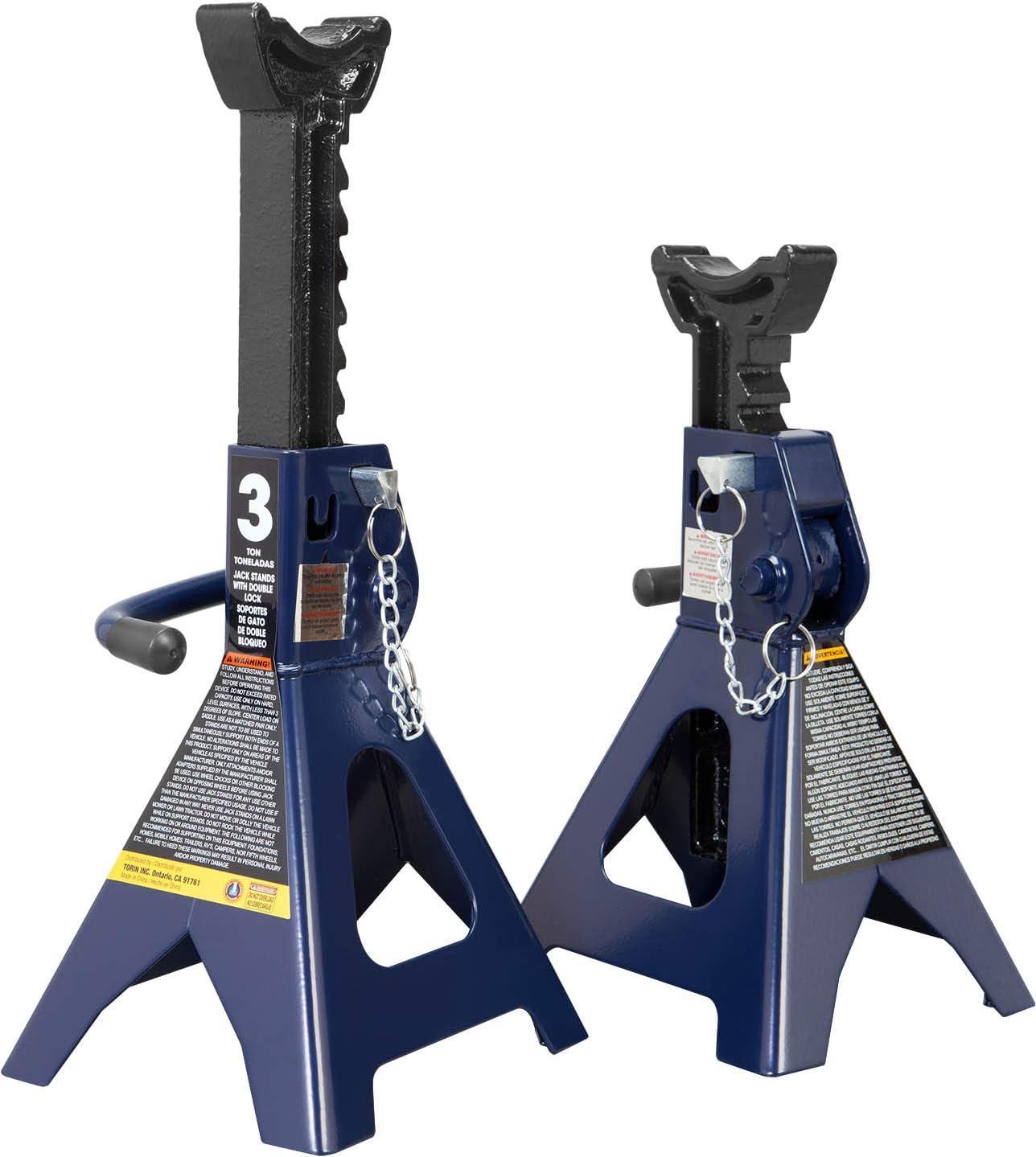 TCE 3 Ton (6,000 LBs) Capacity Double Locking Steel Jack Stands, 2 Pack, Blue, AT43002AU Pack of 2
