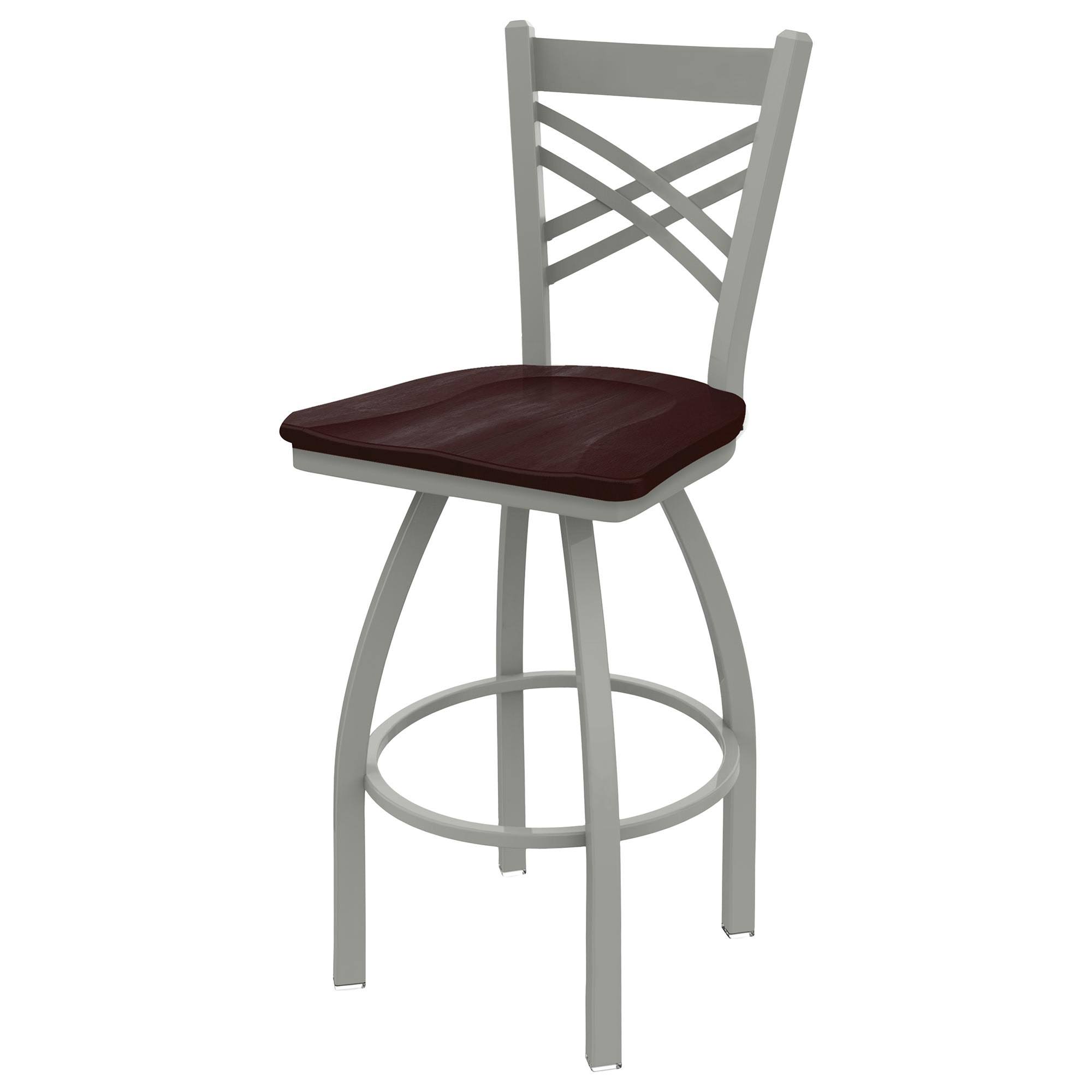 Holland Bar Stool 820 Catalina 25x22 Swivel Counter Stool with Anodized Nickel Finish and Dark Cherry Maple Seat