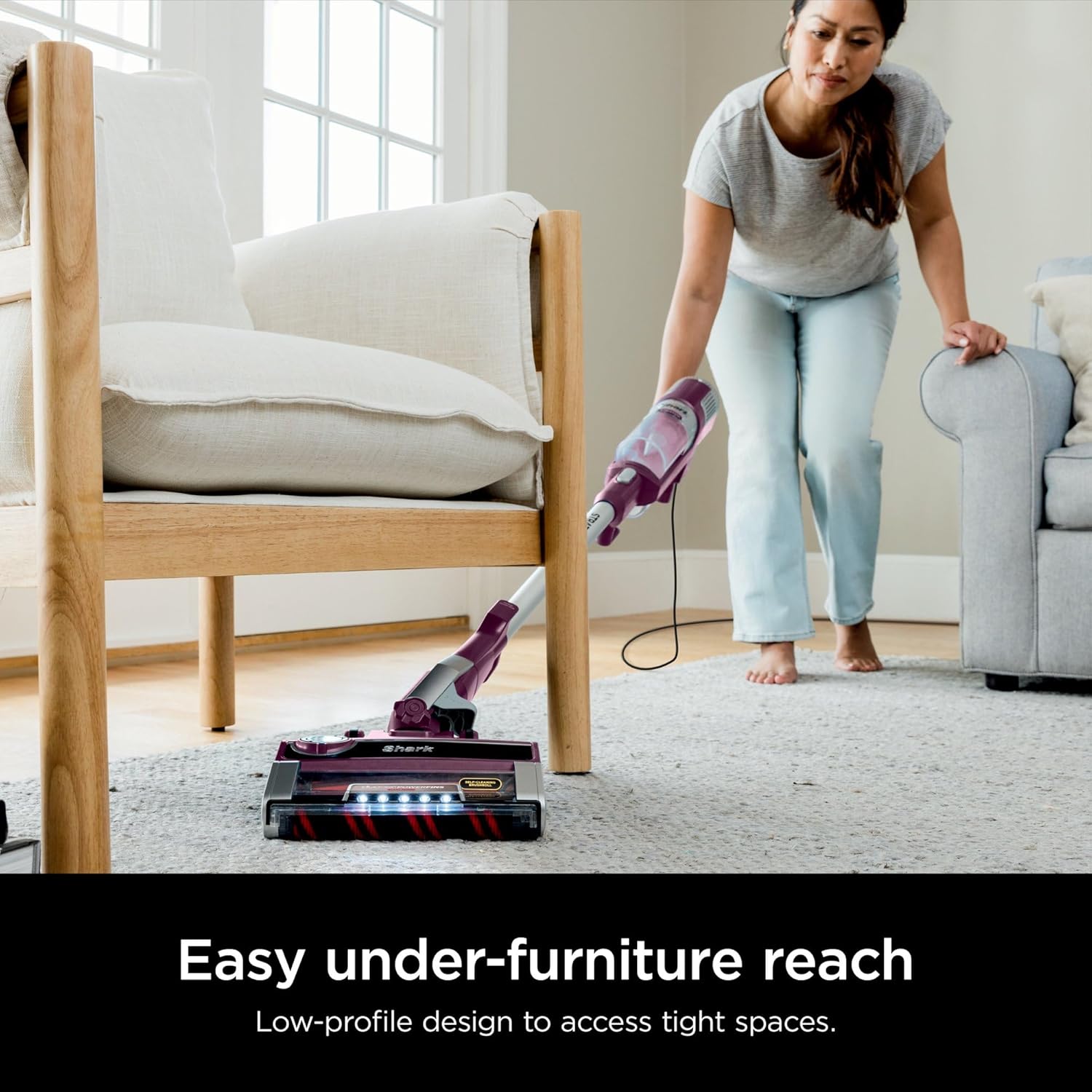 Shark HZ3000 Stratos Ultralight Corded Stick Vacuum with DuoClean PowerFins HairPro, Self-Cleaning Brushroll, & Odor Neutralizer Technology, Red Plum