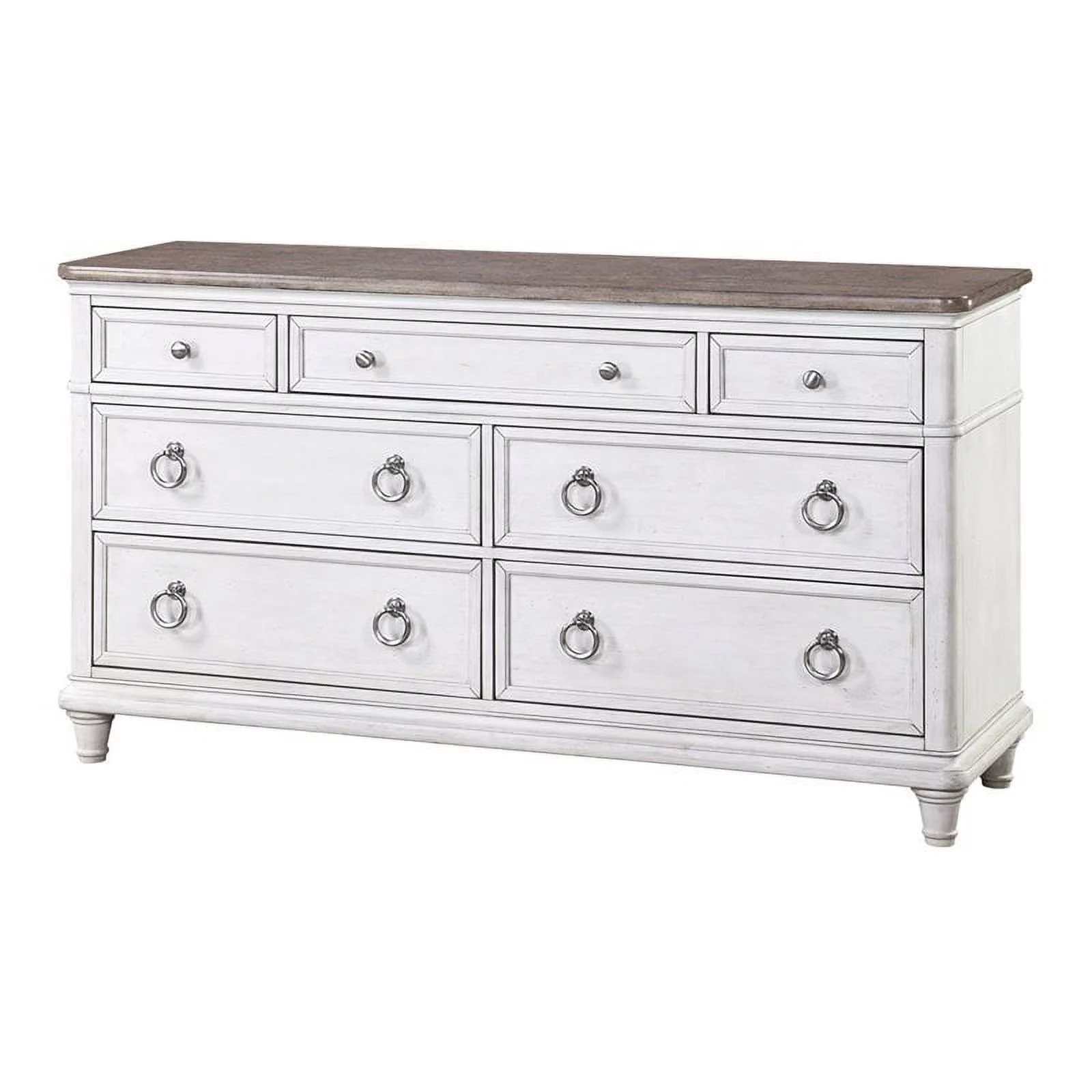 Panama Jack Sonoma Farmhouse Wood Dresser in Antique White/Brown - Curated Treasures Market