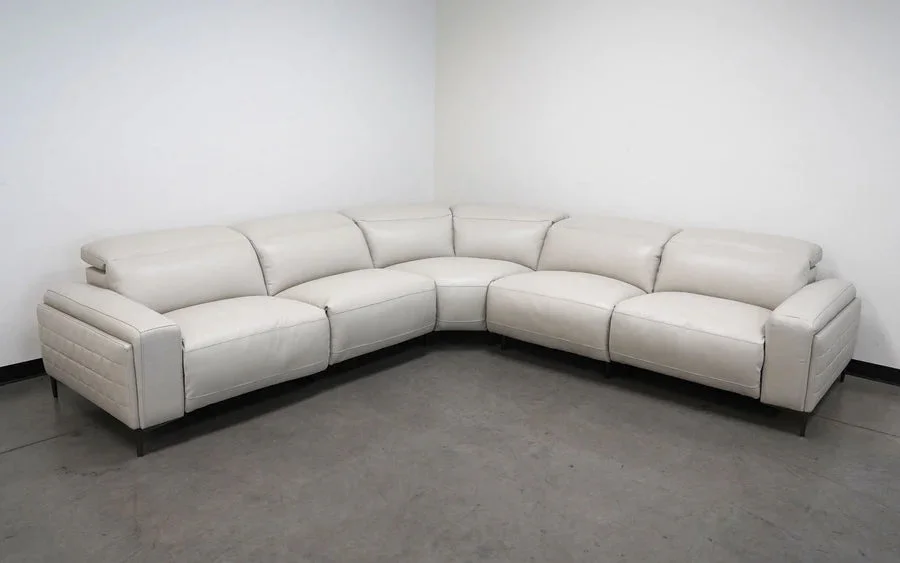 Mofit Home,LAVANDULA 5PC MODERN MOTION RECLINING SECTIONAL, Living room, Furniture for Living Room,Leather, White