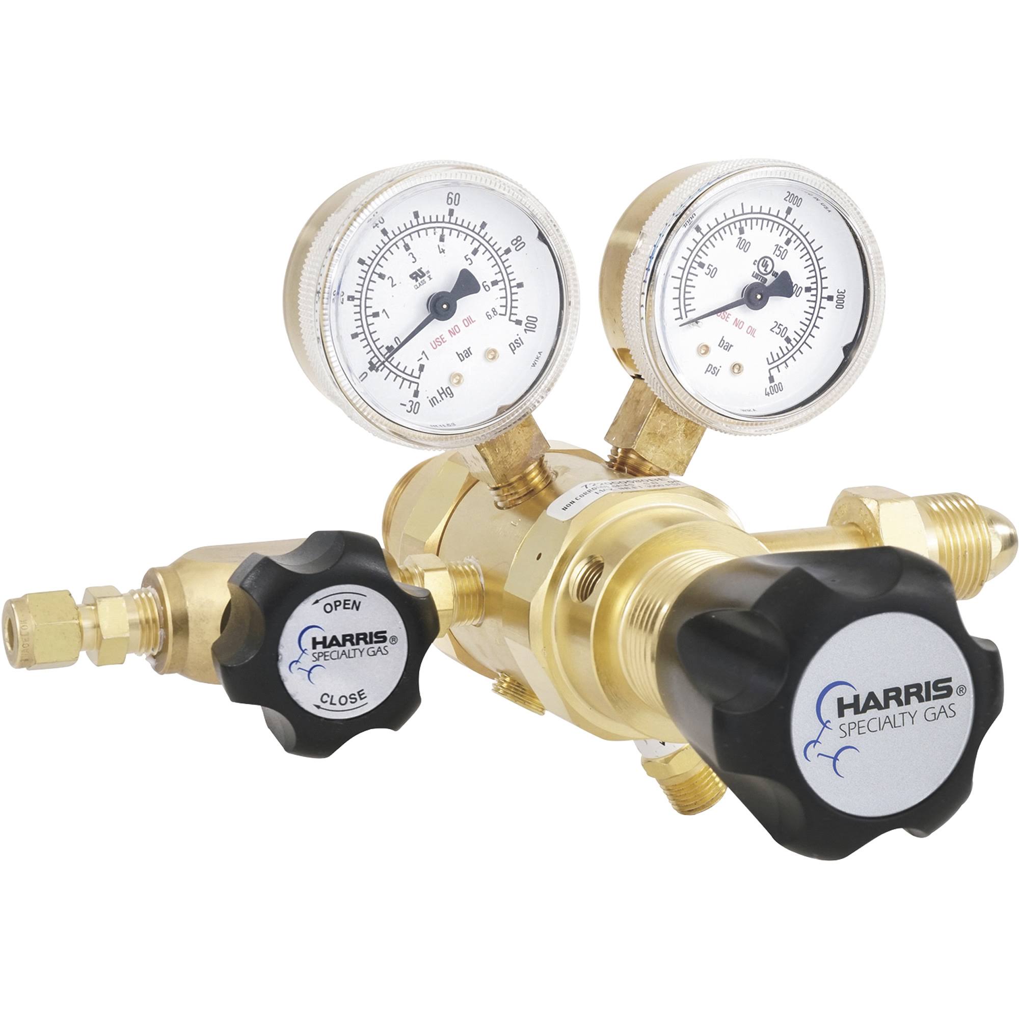 Harris KH1136 Nitrogen, Helium, Argon Specialty GAS Lab Regulator, CGA 580, 2-Stage, Brass, 0-50 PSI